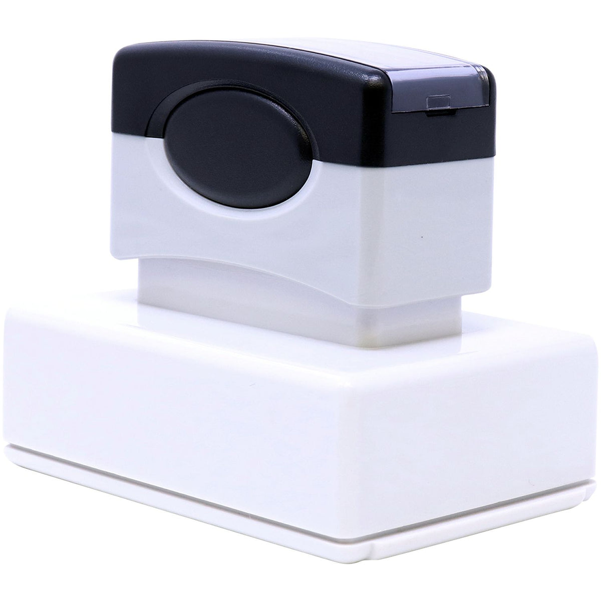 Touchless automatic soap dispenser with black sensor top and white countertop base on a white background.