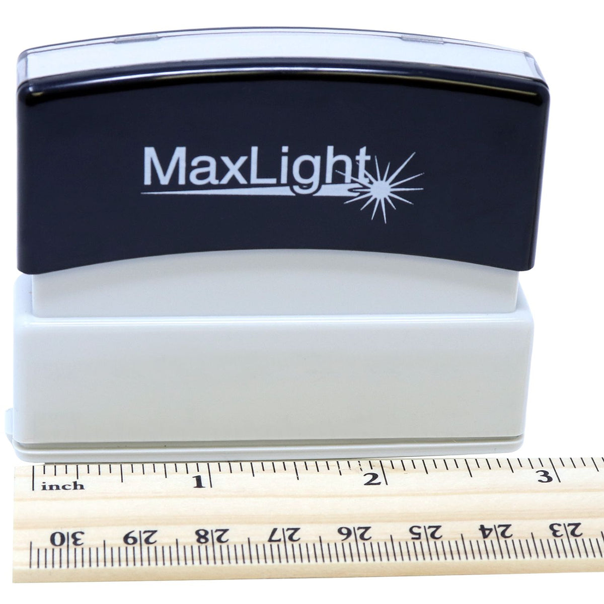 MaxLight LED lighting product with logo, shown with ruler for size measurement on white background.