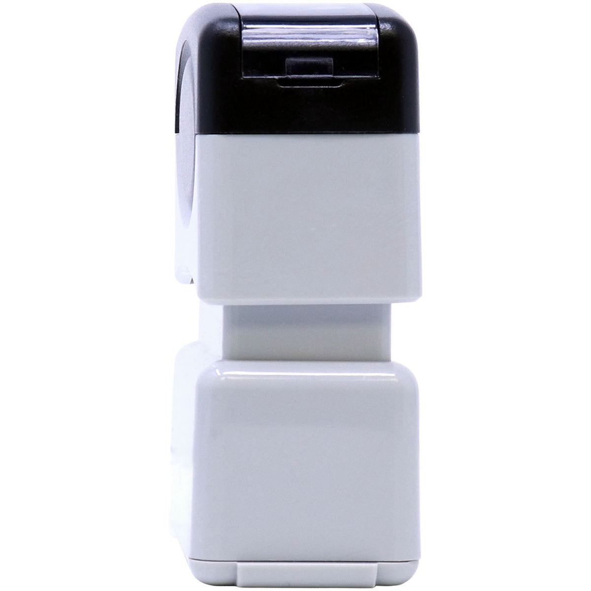 Close-up of a compact white plug-in power adapter showing charging connector for home electrical charging use