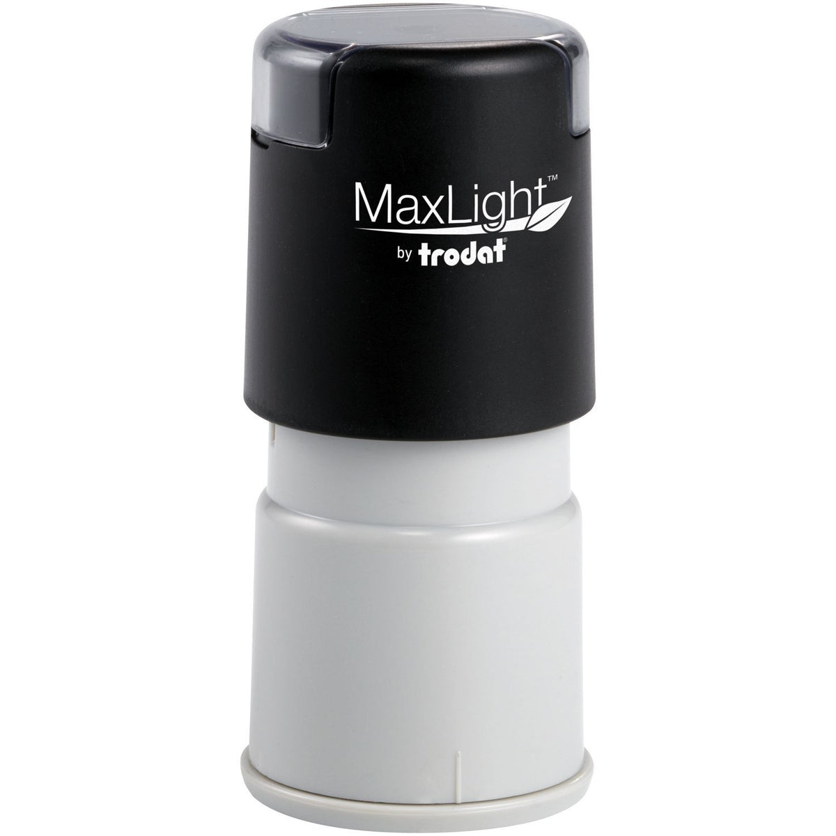 Trodat MaxLight self-inking stamp cartridge top with branded cap for quick office document marking and replacement labeling.