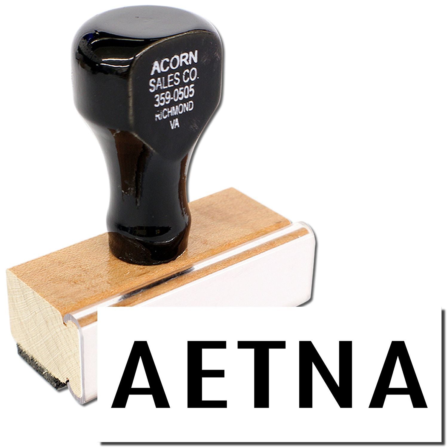 Aetna branded golf driver club head on a wooden shipping box with Acorn Sales Co. label for resale vintage golf gear online listing