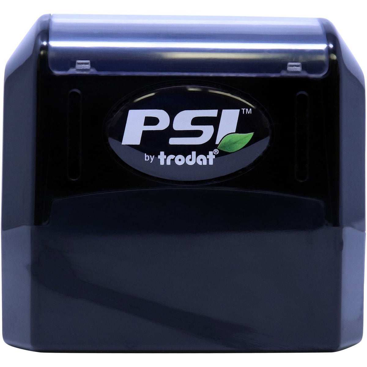 Trodat PSI self-inking stamp with PSI by Trodat logo, front view for fast document marking, dates, and signatures in office.