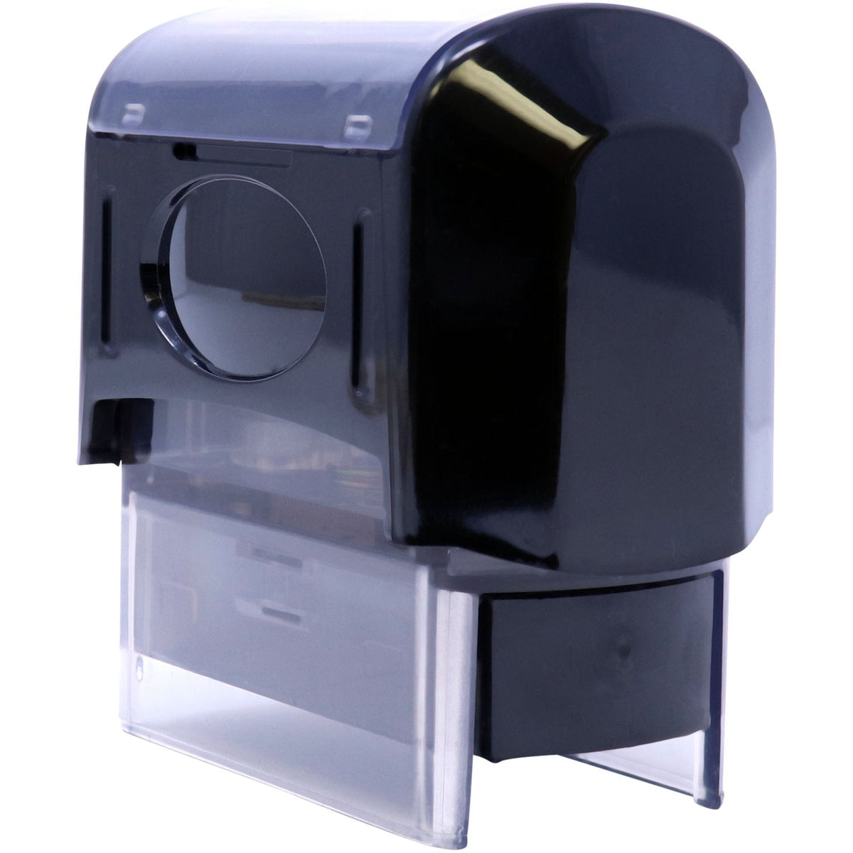 Portable dispensing machine front close-up showing control dial, dispensing chute, and transparent collection tray for easy use.