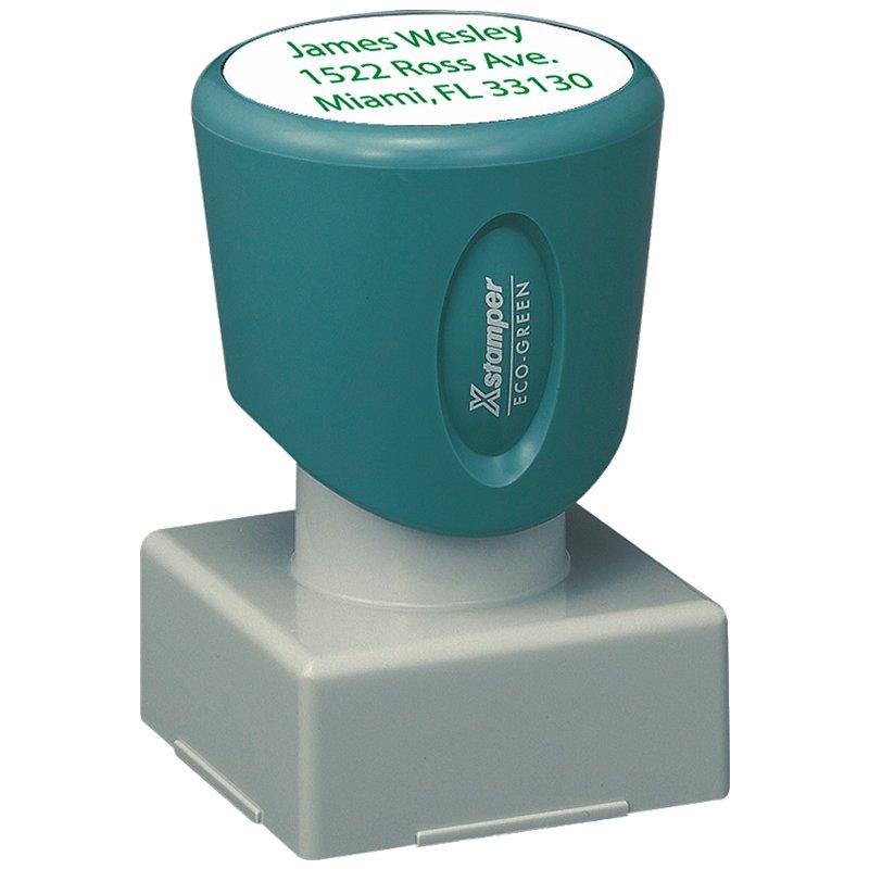 Custom Xstamper self-inking return address stamp for James Wesley, 1522 Bods Ave, Miami FL 33130.
