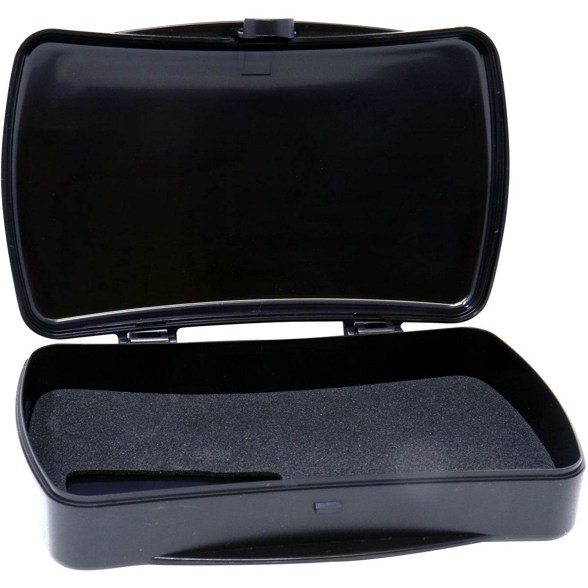 Open black hard shell storage case with foam insert for secure equipment protection