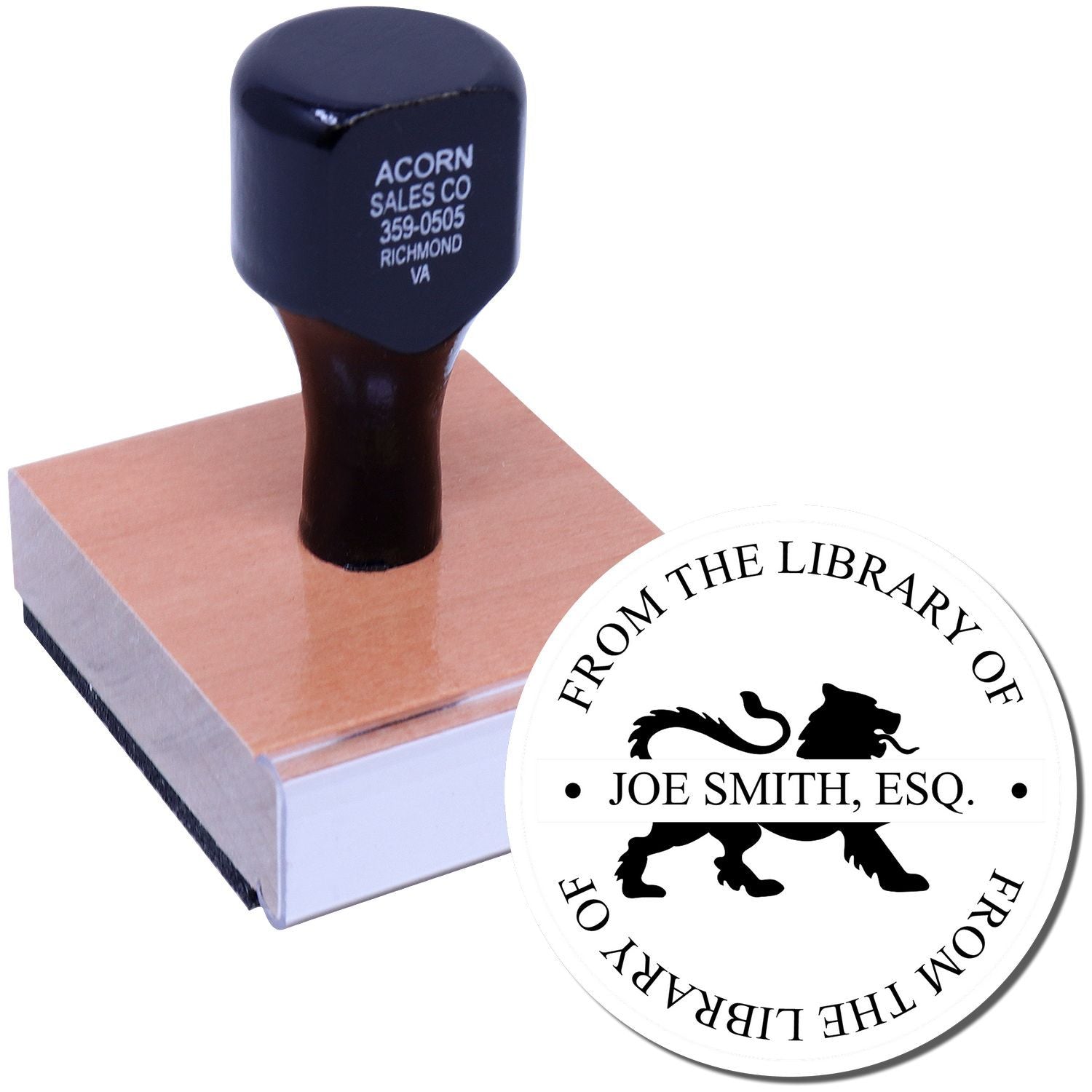 Custom rubber stamp with personalized library stamp imprint for Joe Smith, Esq.