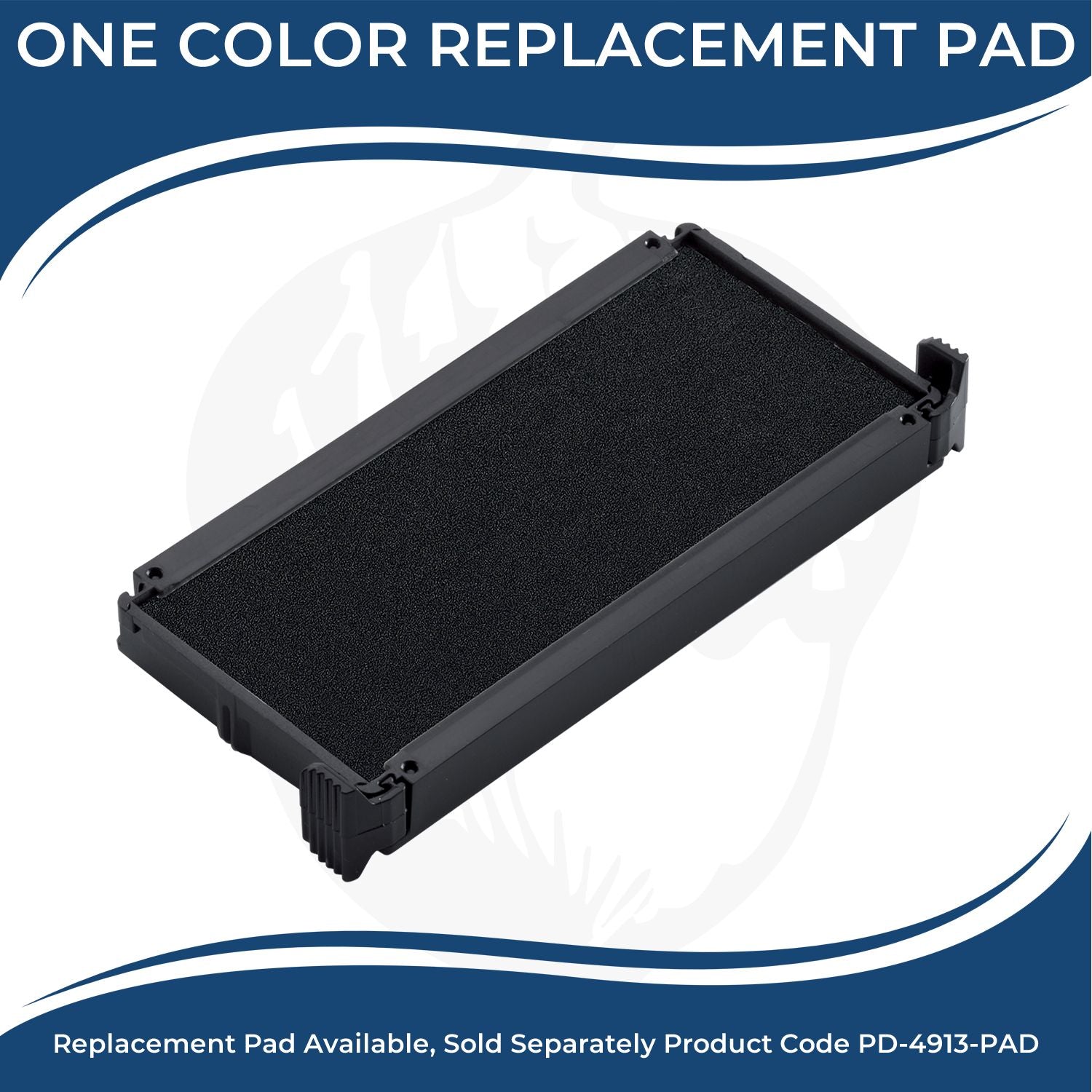 One-color replacement ink pad for self-inking stampsblack sponge padproduct code PD-4913-PAD, sold separately.