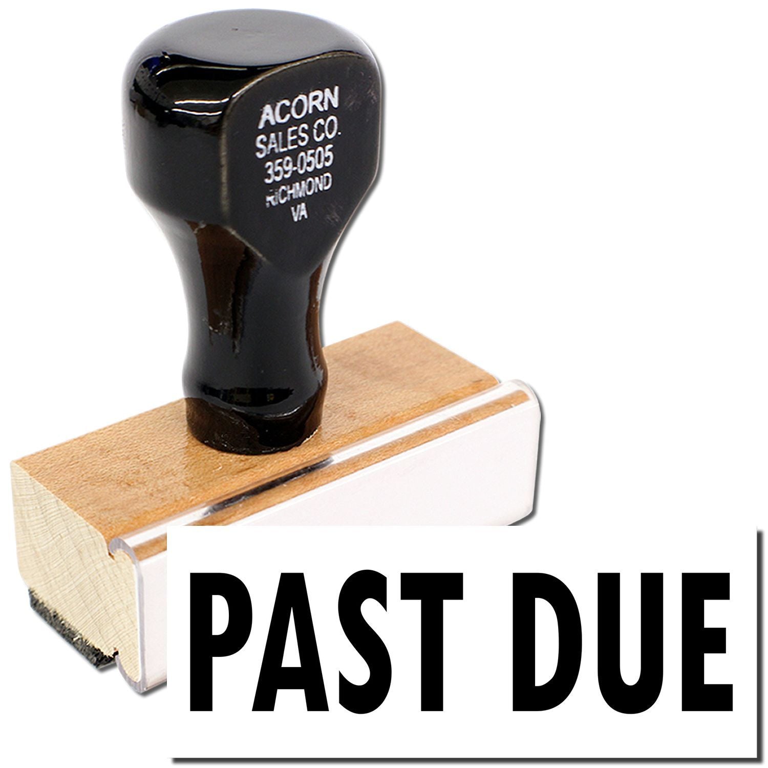 Acorn Sales Co. Past Due rubber stamp with 359-0505 Richmond VA marking for late payment notices