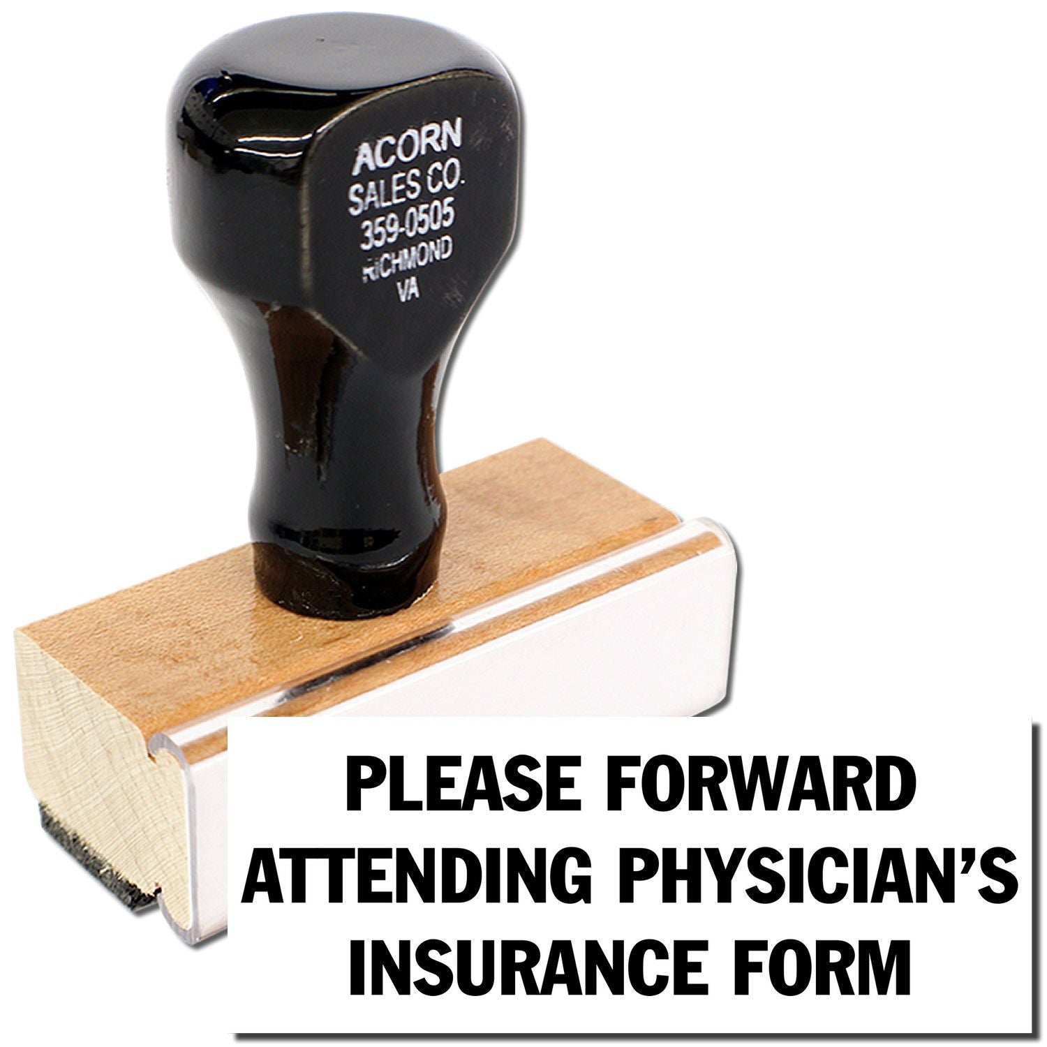 Golf club head on a shipping box with text requesting you forward the attending physicians insurance form for reimbursement.