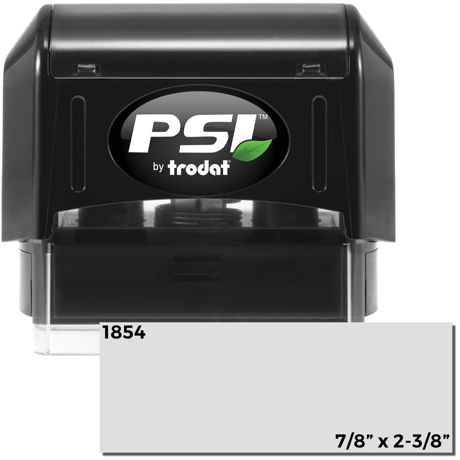 A psi stamp with a stamped image shows an impression size of approximately 11/16" x 2-1/8".