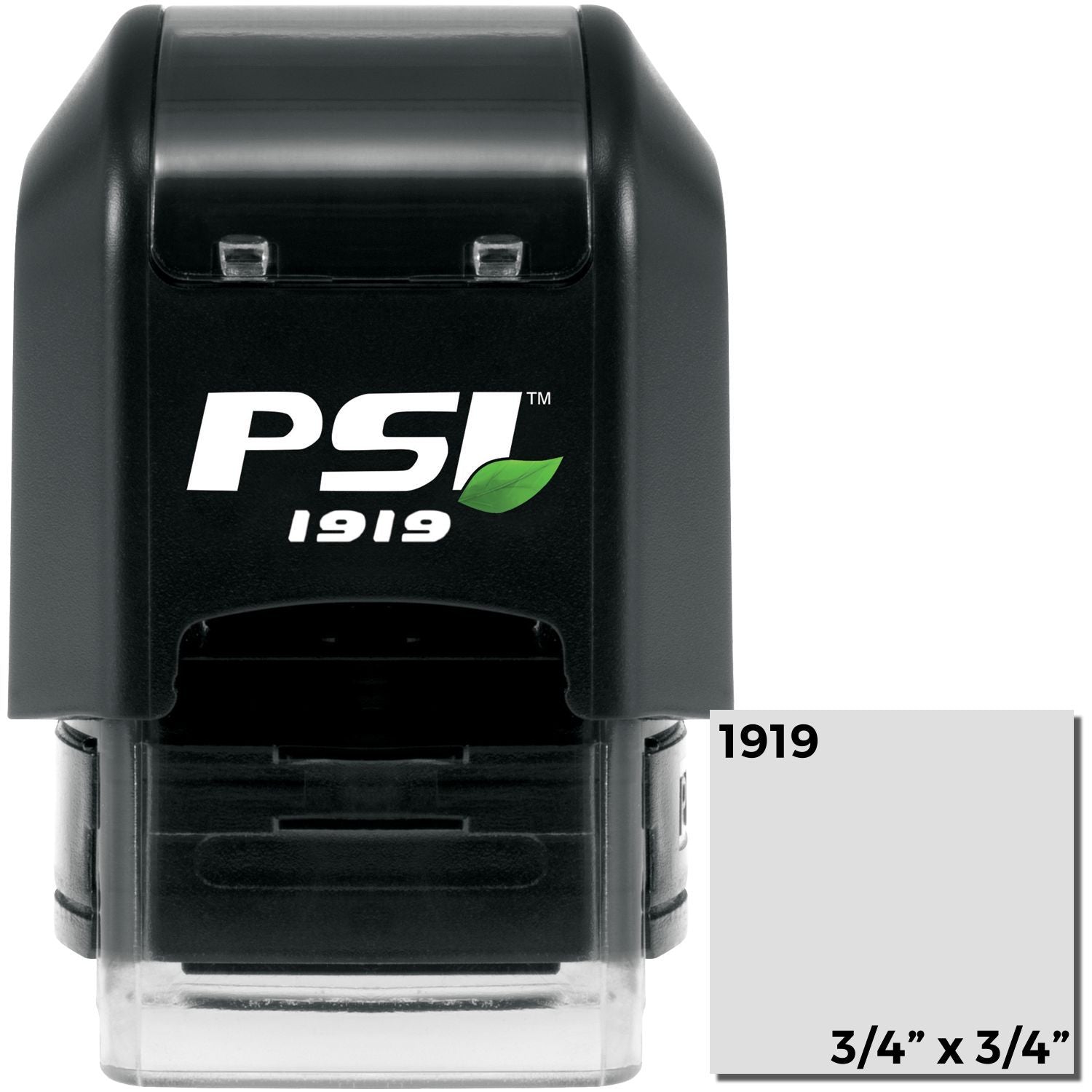 A psi 1919 stamp with a stamped image shows an impression size of approximately 3/4" x 3/4".