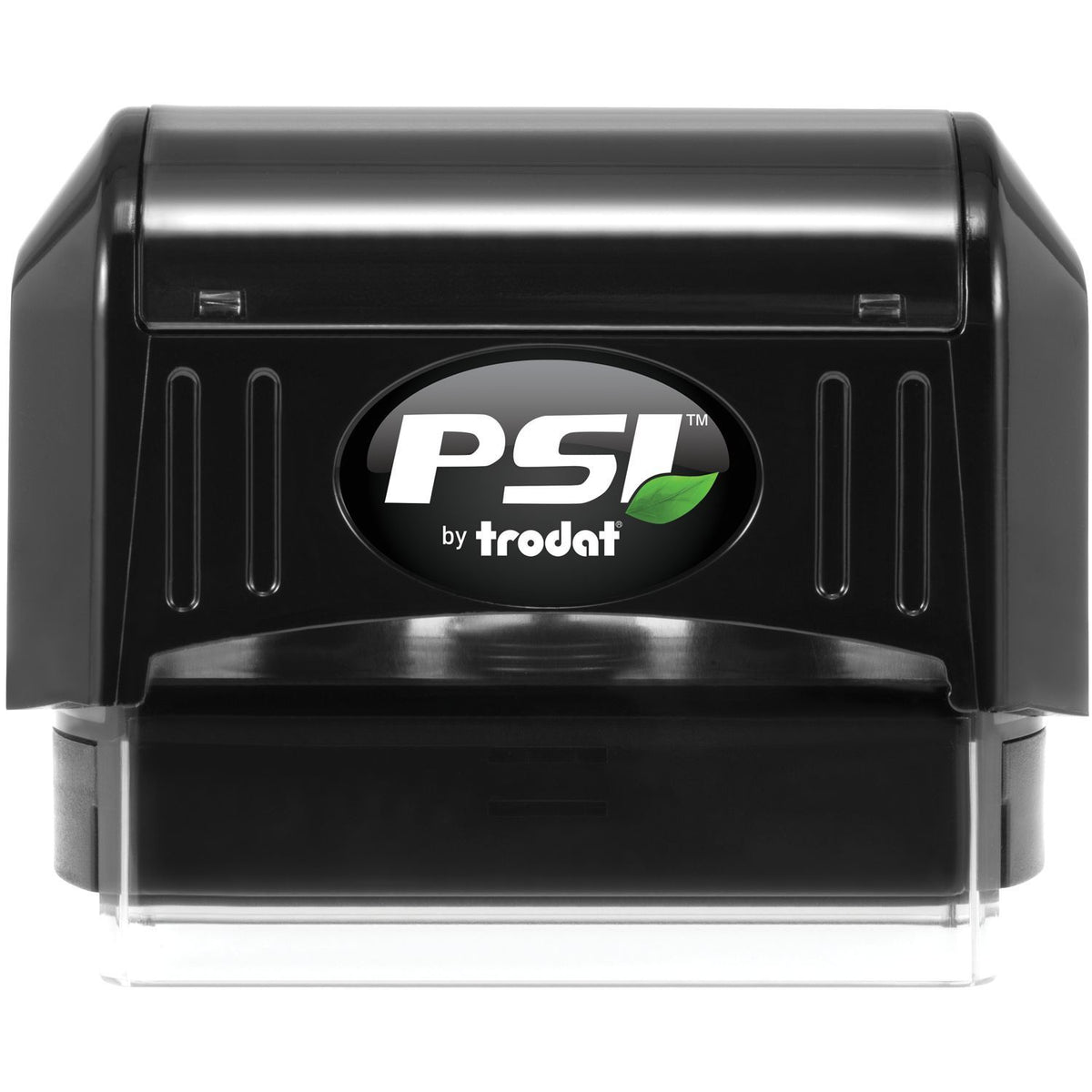 Front view of PSC by Trodalt portable stamp marking system in a durable black case with centered brand logo.