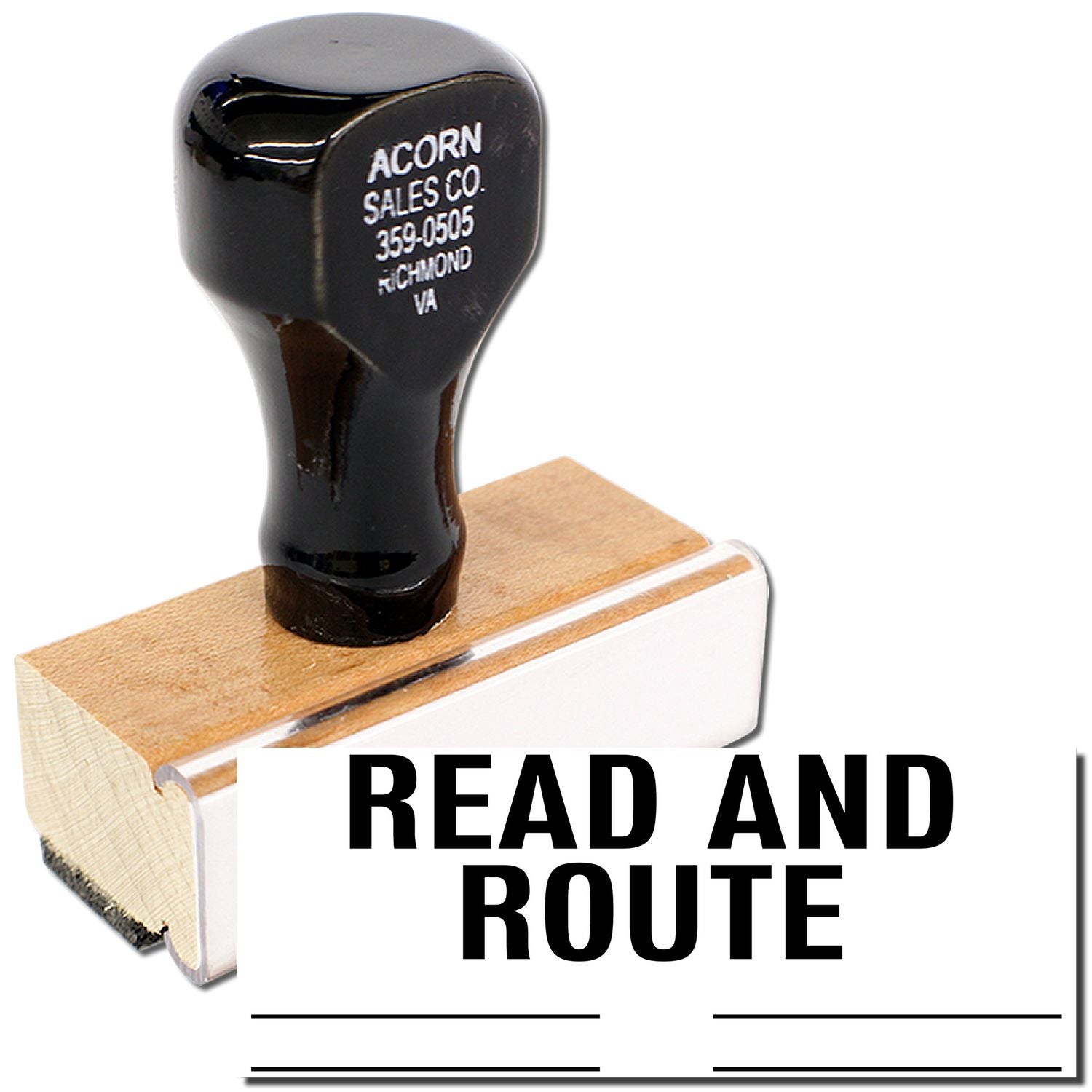 ACORN Sales Co. hand tool on a wooden block with READ AND ROUTE, illustrating an instructional router product.