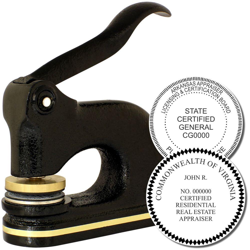 Real estate appraiser seal embosser with state certified general and certified residential appraisal seals