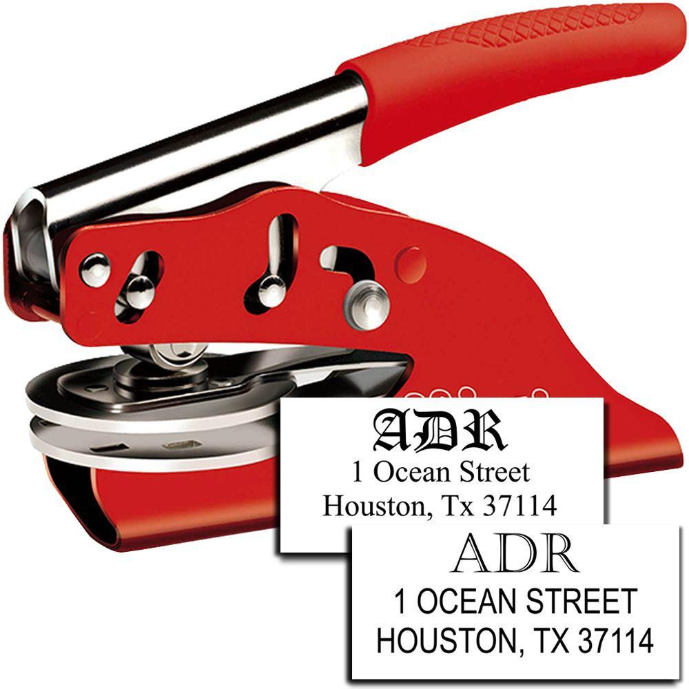 Red Handheld Soft Address-Monogram Combo Embosser Main Image