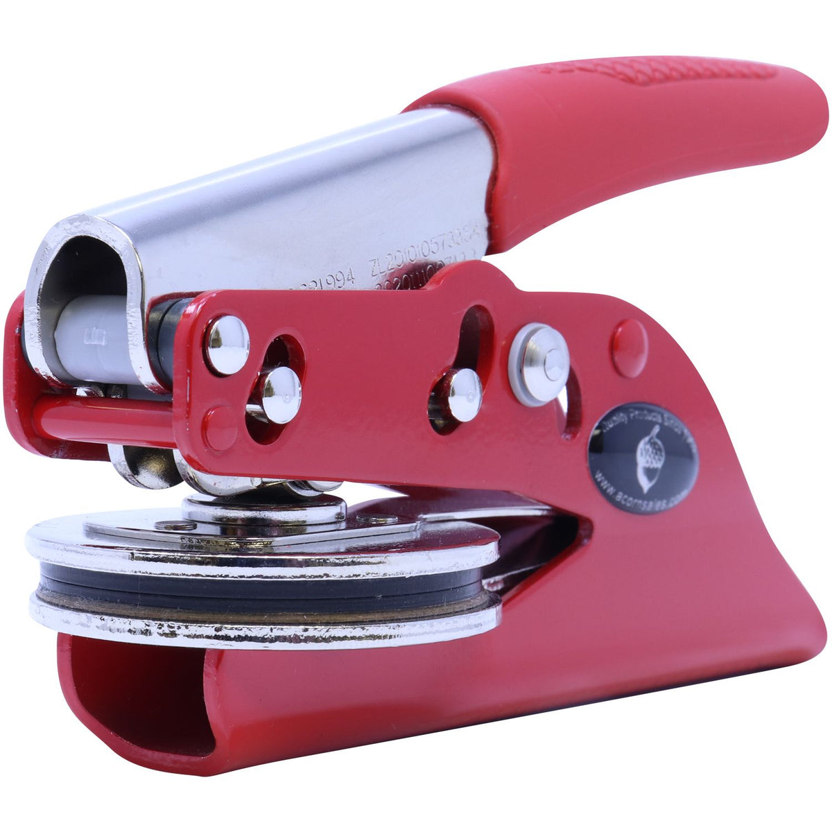 Red aluminum can crusher for recycling soda and beer cans, heavy-duty manual wall-mounted press tool