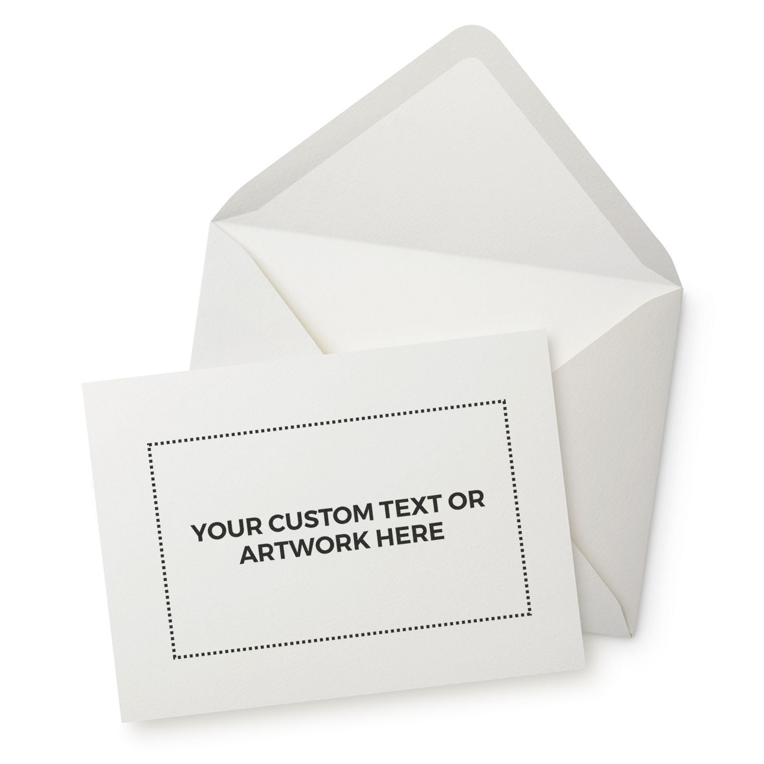 White greeting card and paper bag mockup with custom artwork placeholder for branding, printing, and product presentation.