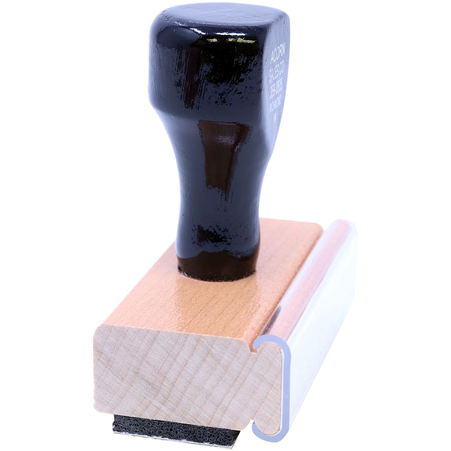 Blue cork stopper branded on wooden block, showing a sealing cork piece for bottle and craft use.