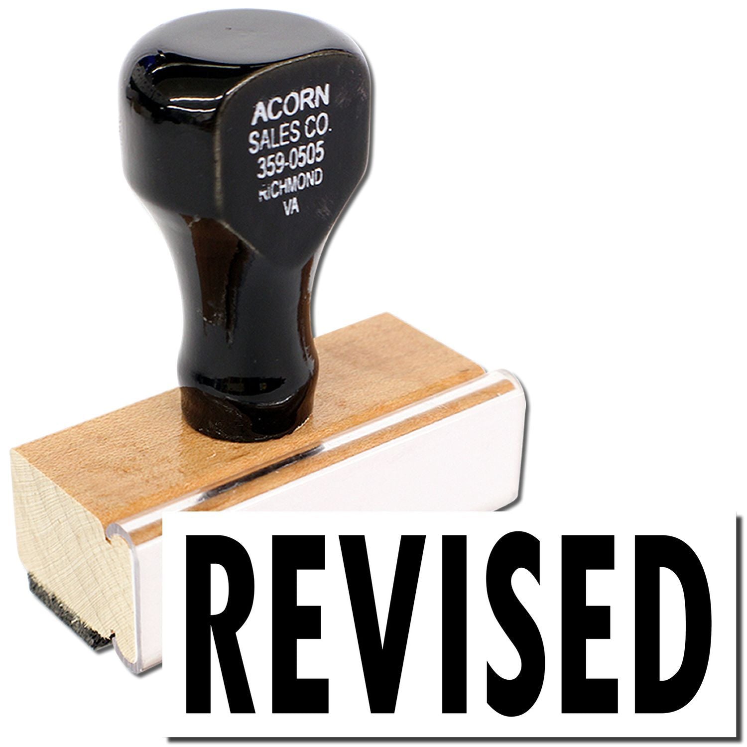 Revised self-inking rubber stamp with Acorn Sales Co. branding