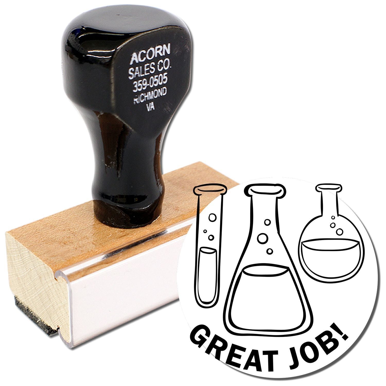Great Job self-inking rubber stamp with wooden handle, custom office supply for grading and business use