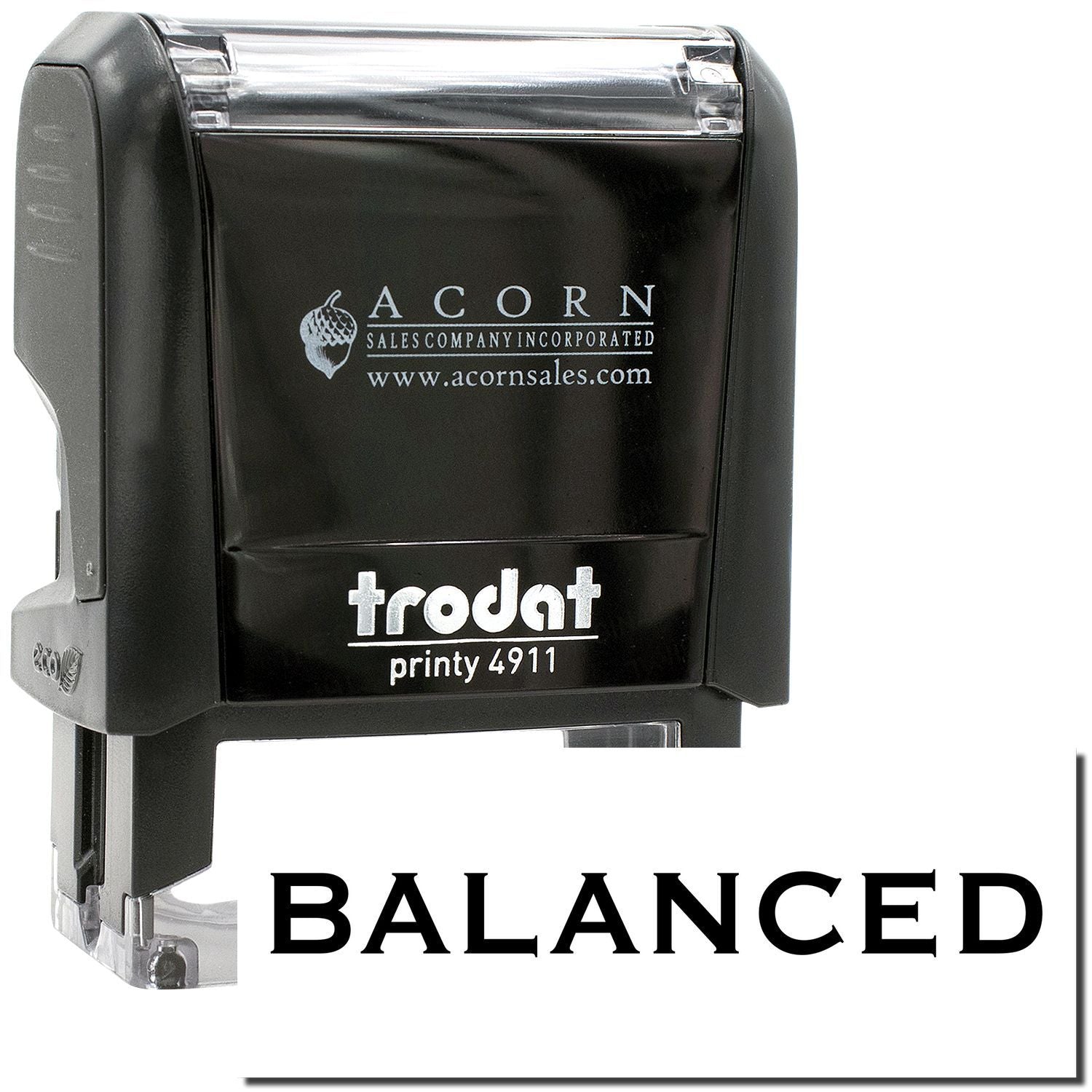 Black Trodat Printy 4911 self-inking BALANCED stamp by Acorn Sales Company