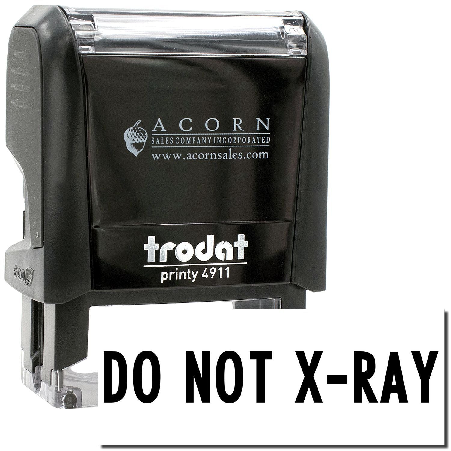 Trodat Printy 4911 black self-inking Do Not X-Ray stamp with Acorn Sales branding on white background