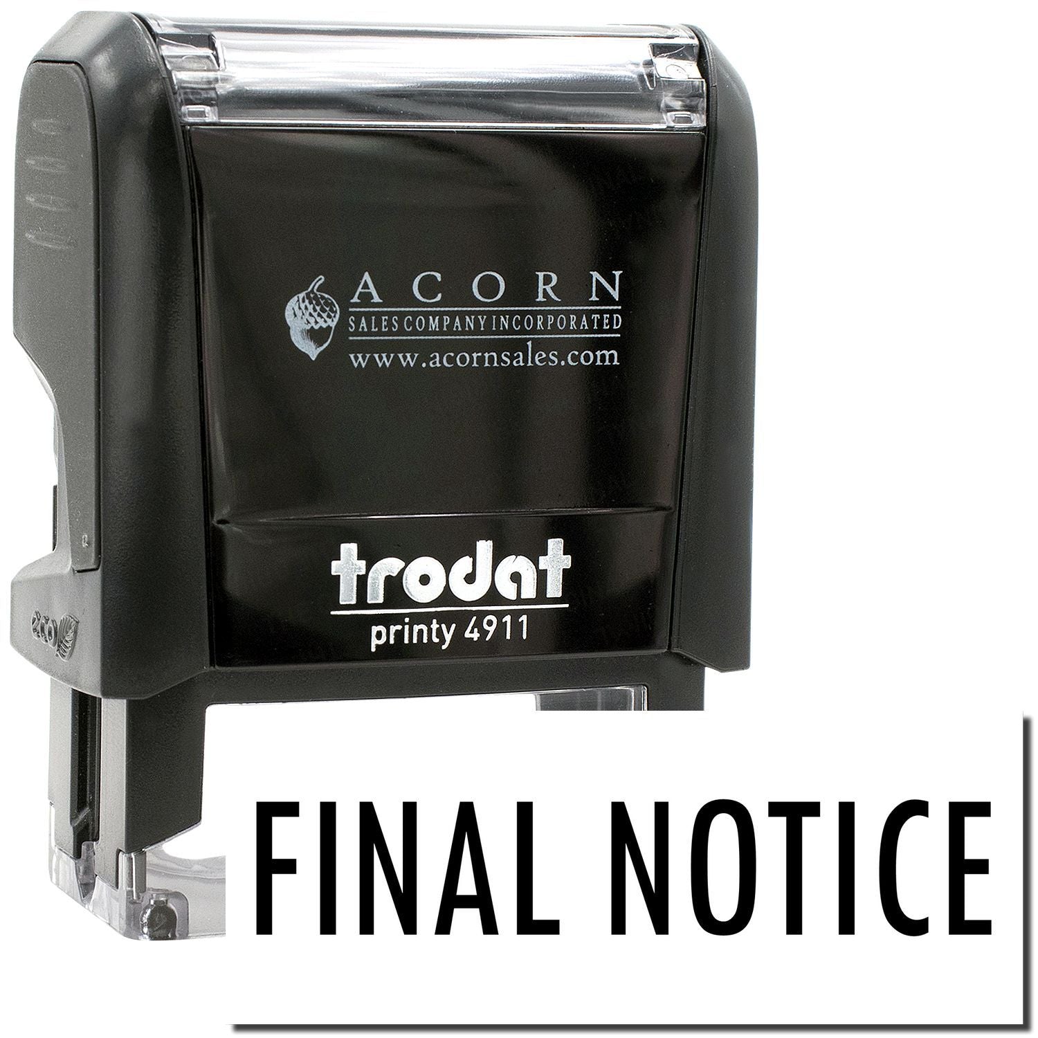 Black Trodat Printy 4911 self-inking stamp with FINAL NOTICE text for office and mailing use
