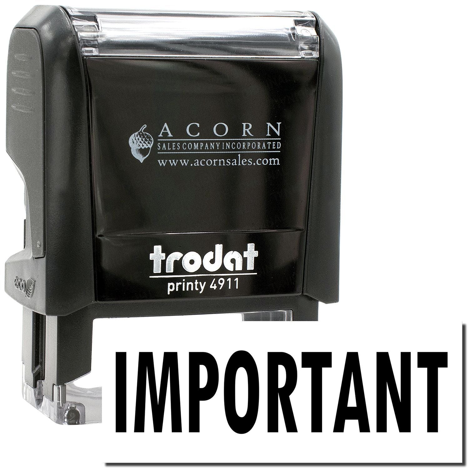 Trodat Printy 4911 self-inking stamp with IMPORTANT imprint, black Acorn Sales rubber stamp tool