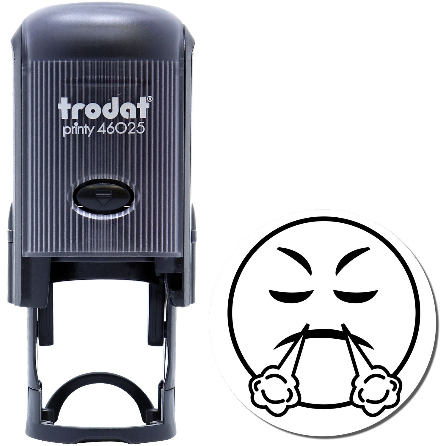 Trodat Printy 46025 self-inking stamp with angry face emoticon design icon option
