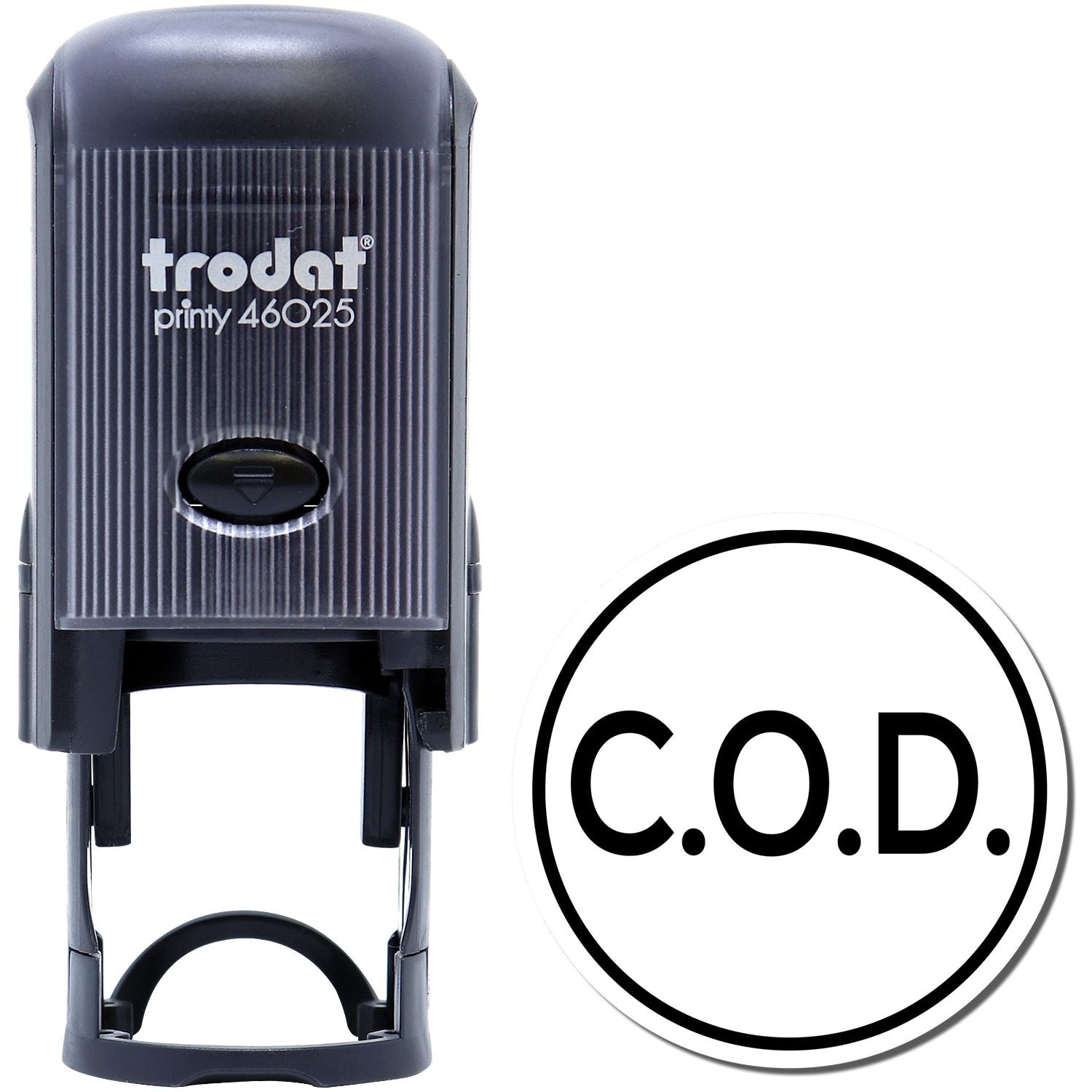 Trodat Printy 46025 self-inking C.O.D. stamp, black office date stamp for business use