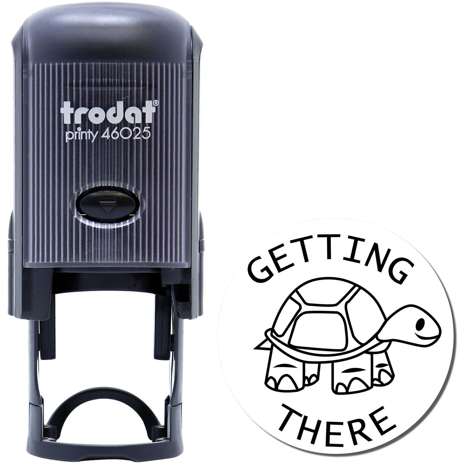 Trodat Printy 46025 self-inking stamp with Getting There turtle design for office or teacher use