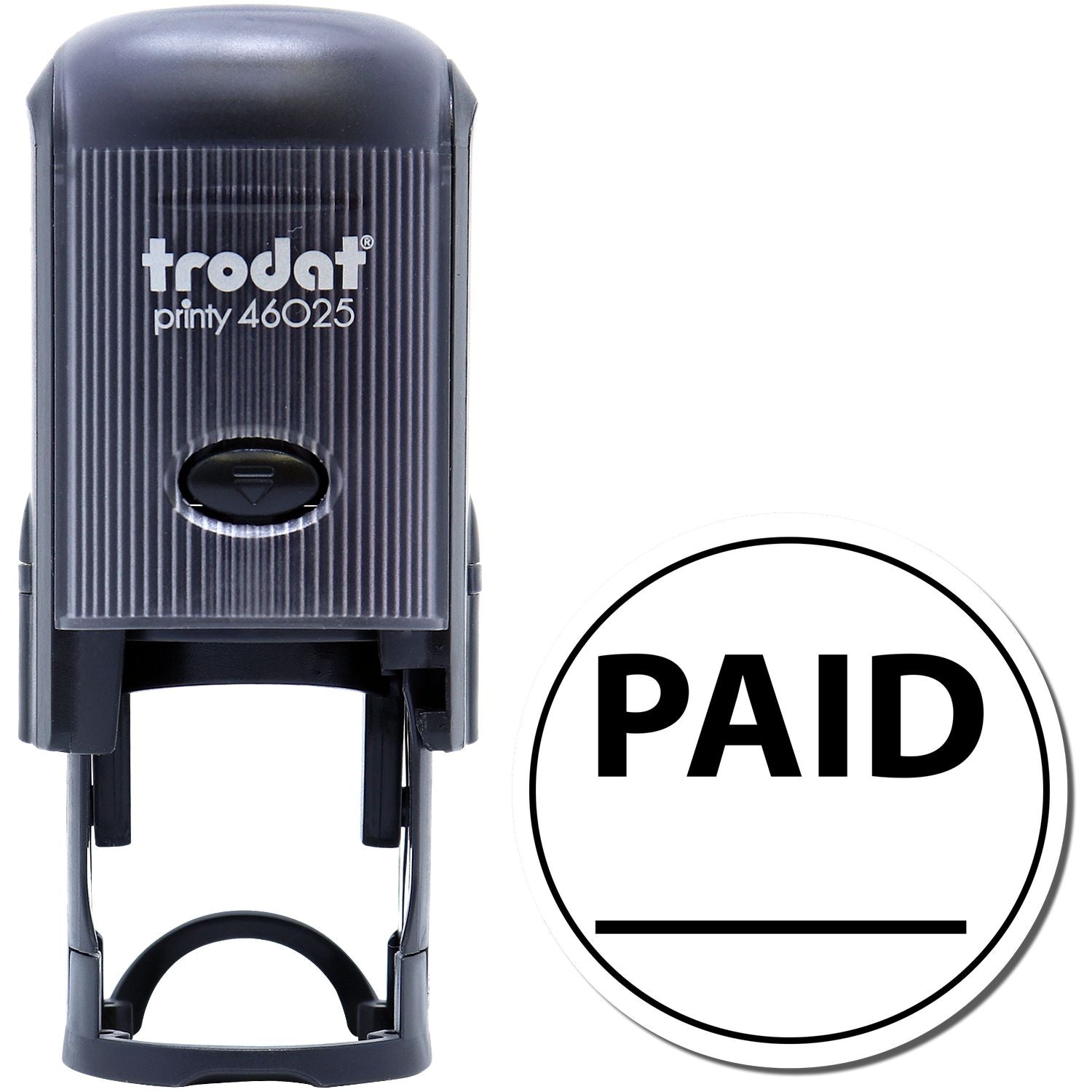Trodat Printy 46025 self-inking PAID stamp with black ink for office paperwork and invoices