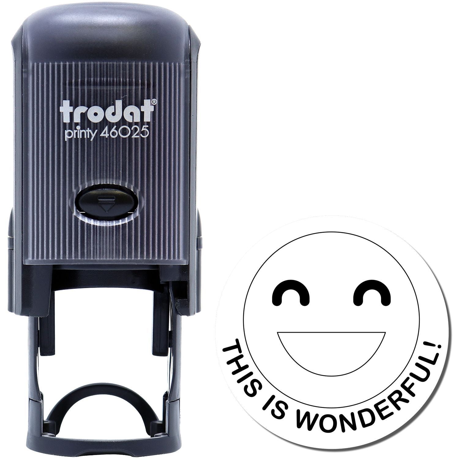 Trodat Printy 46025 self-inking stamp with This is wonderful! smiley design