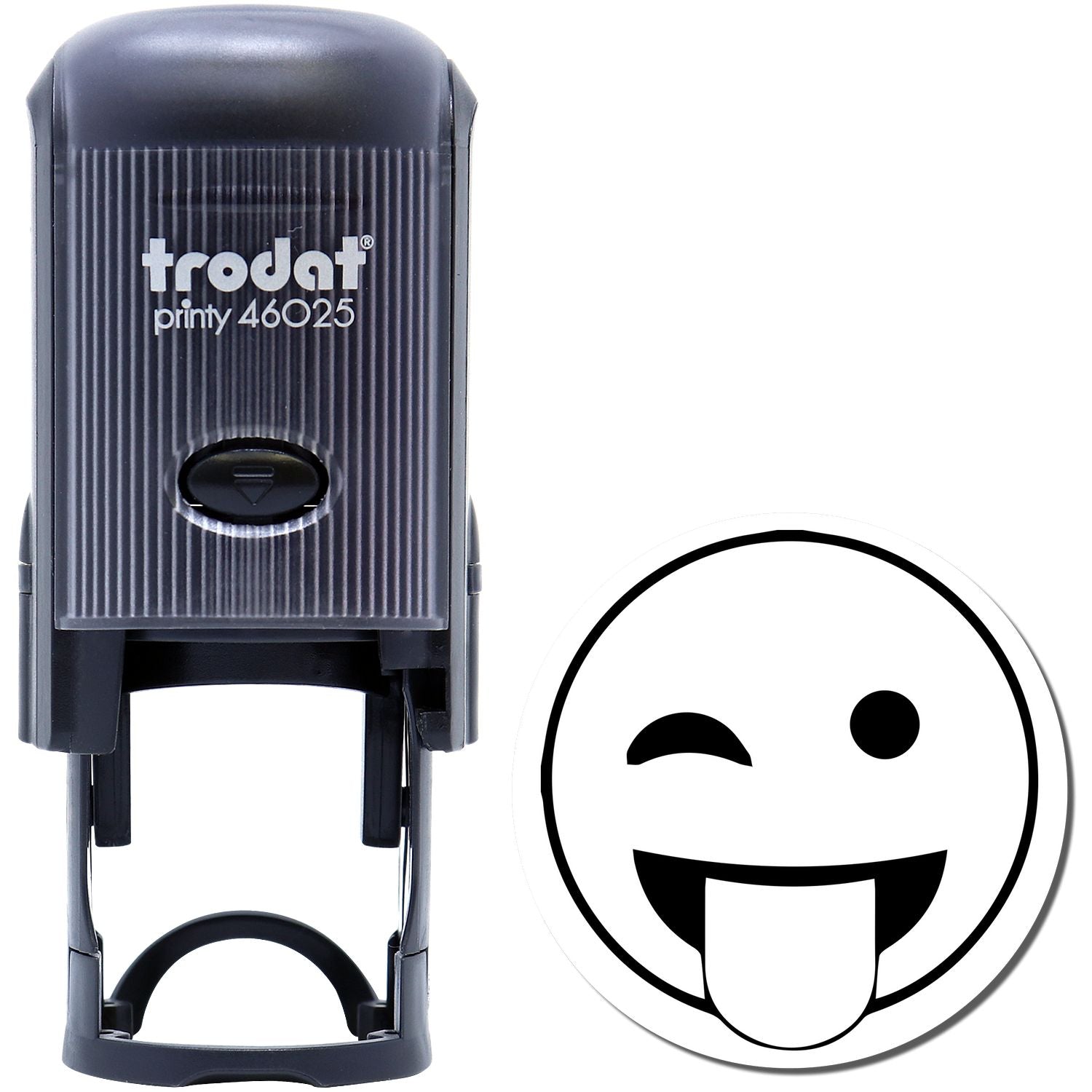 Trodat Printy 46025 self-inking stamp with winking tongue emoji design icon