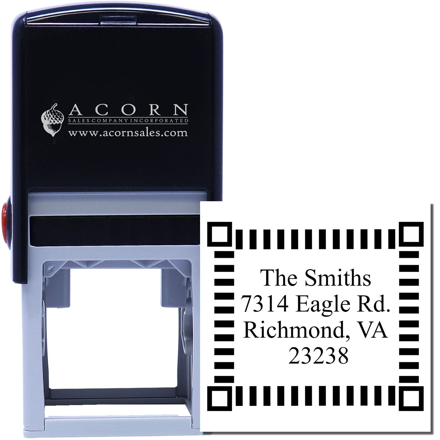 Personalized self-inking address rubber stamp with custom family name and mailing address for envelopes