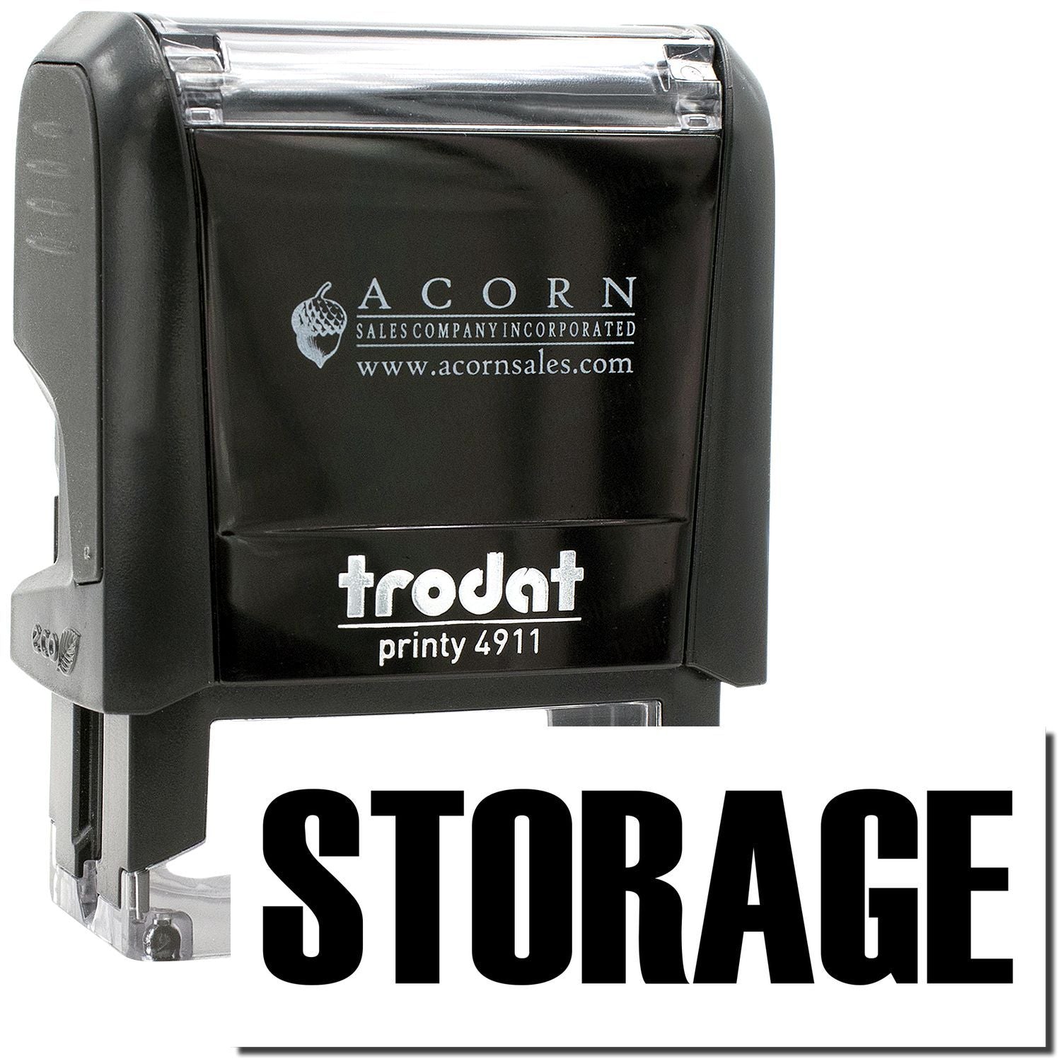 Black Trodat Printy 4911 storage self-inking stamp by Acorn Sales Company