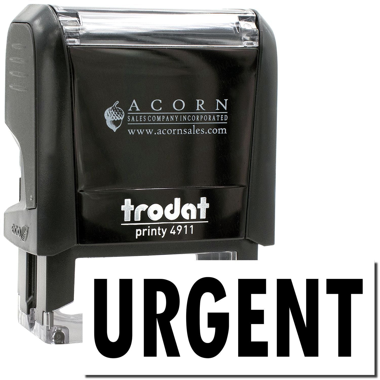 Urgent self-inking rubber stamp, Trodat Printy 4911 by Acorn Sales Company.