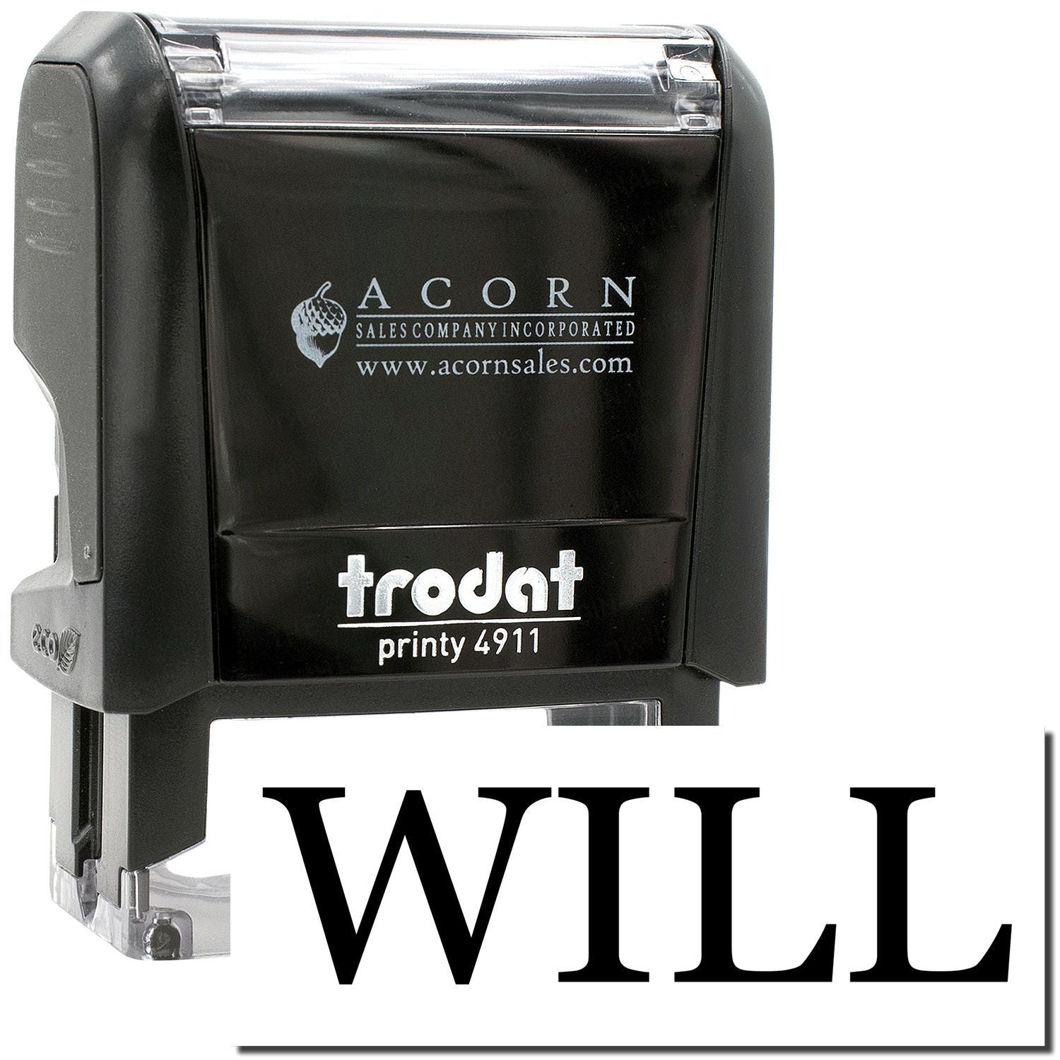 Black Trodat Printy 4911 self-inking stamp with WILL imprint