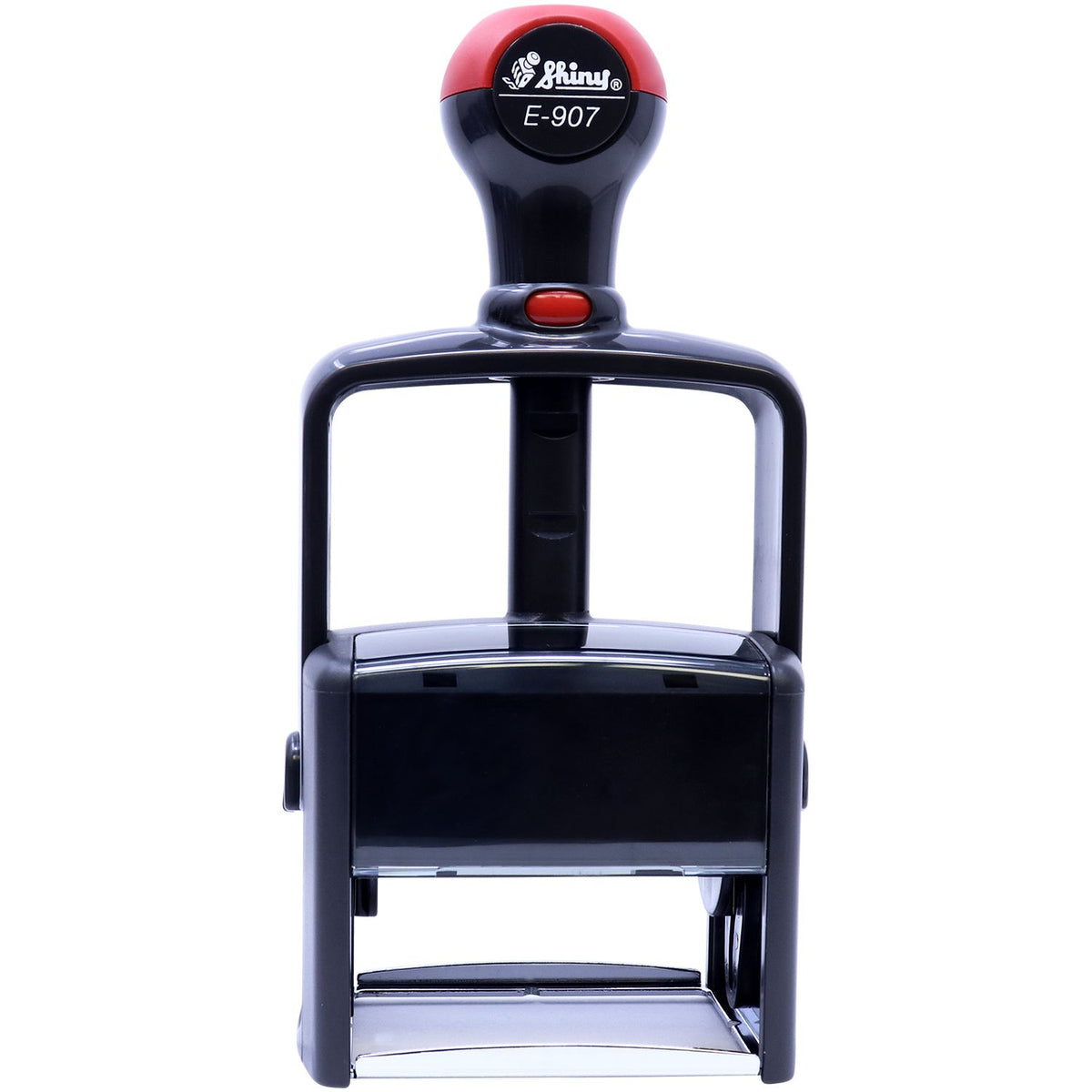 Shiny E-907 self-inking stamp head with model label for office labeling, document stamping, and quick re-inking