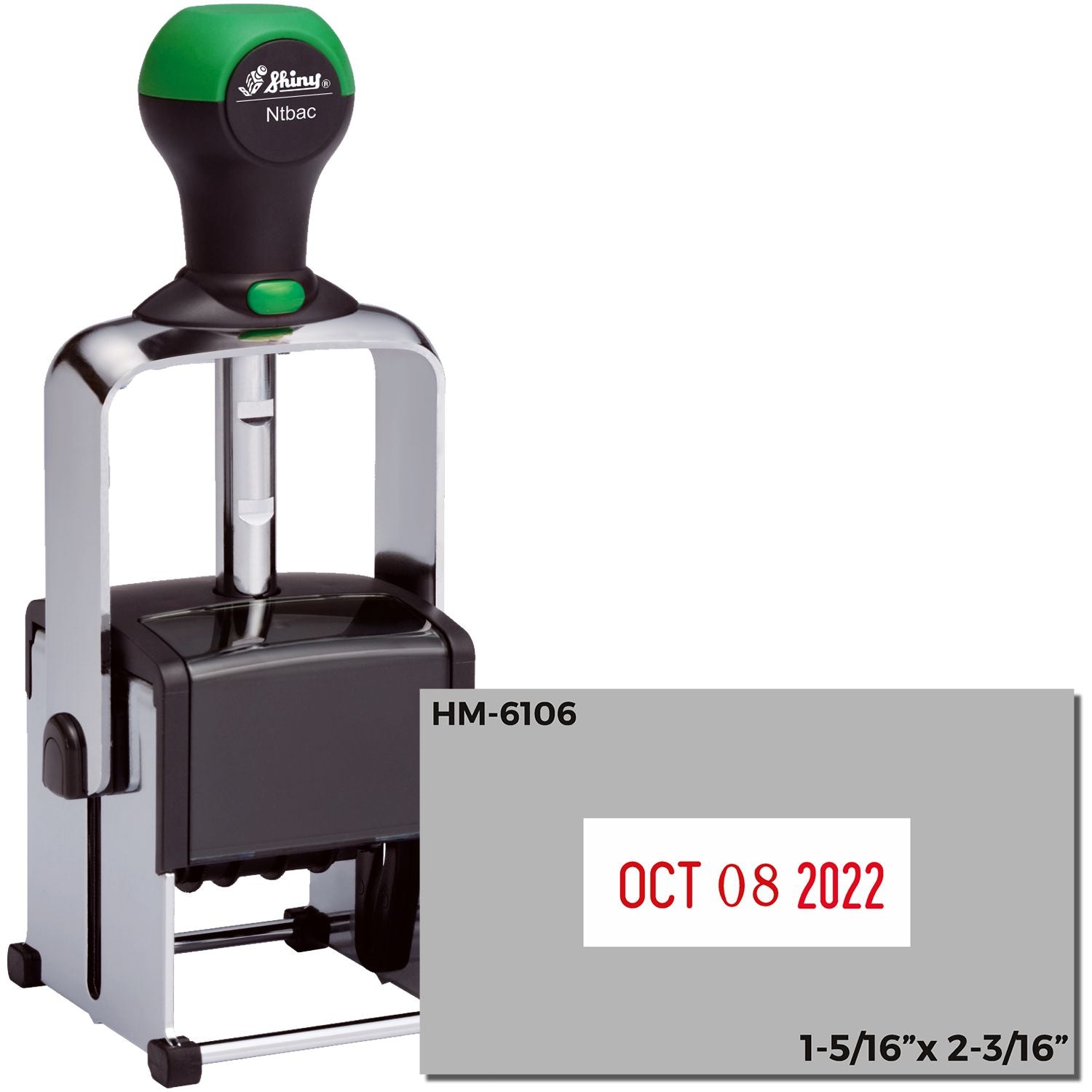 Shiny HM-6106 self-inking date stamp with Oct 08 2022 imprint, 1-5/16 x 2-3/16 inch size