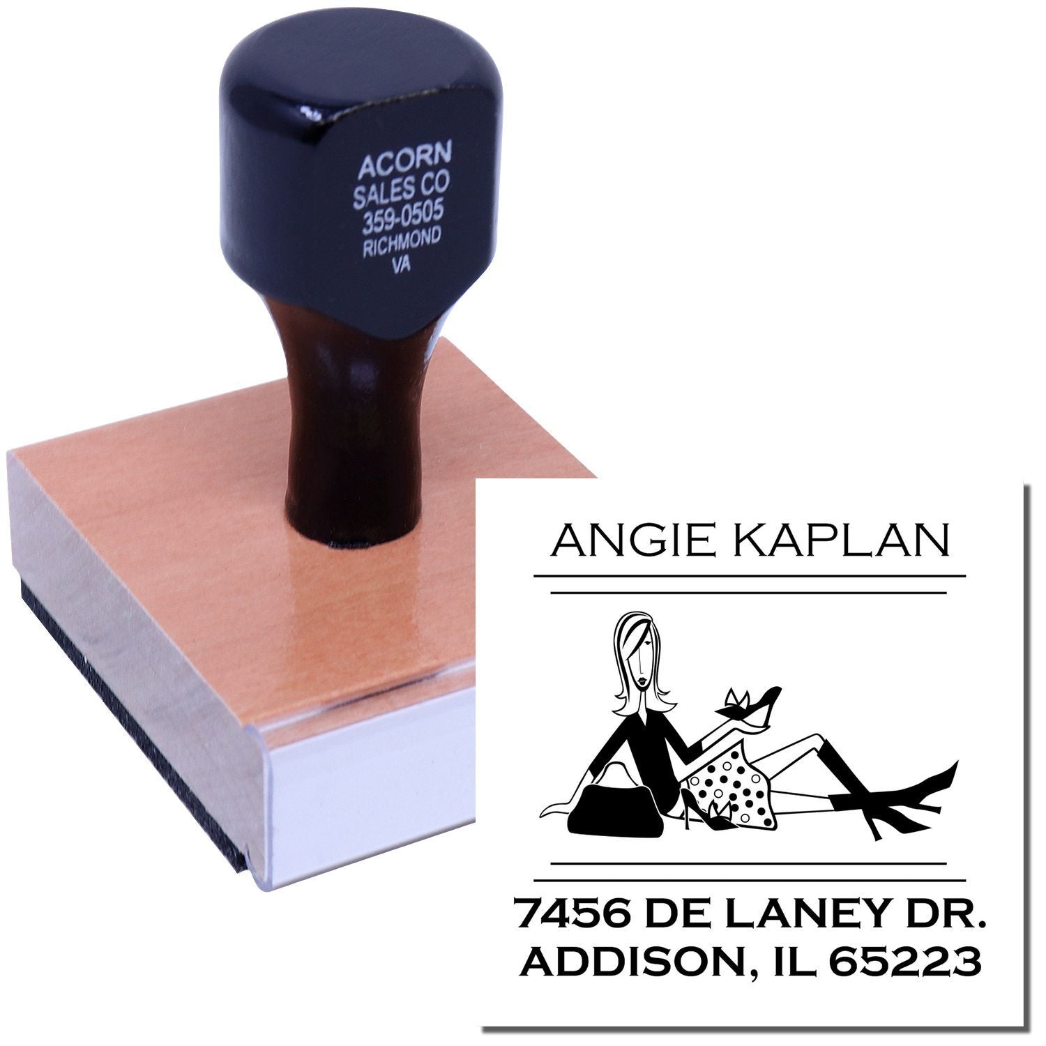 Custom self-inking rubber address stamp with logo imprint for personalized stationery and business mailing labels