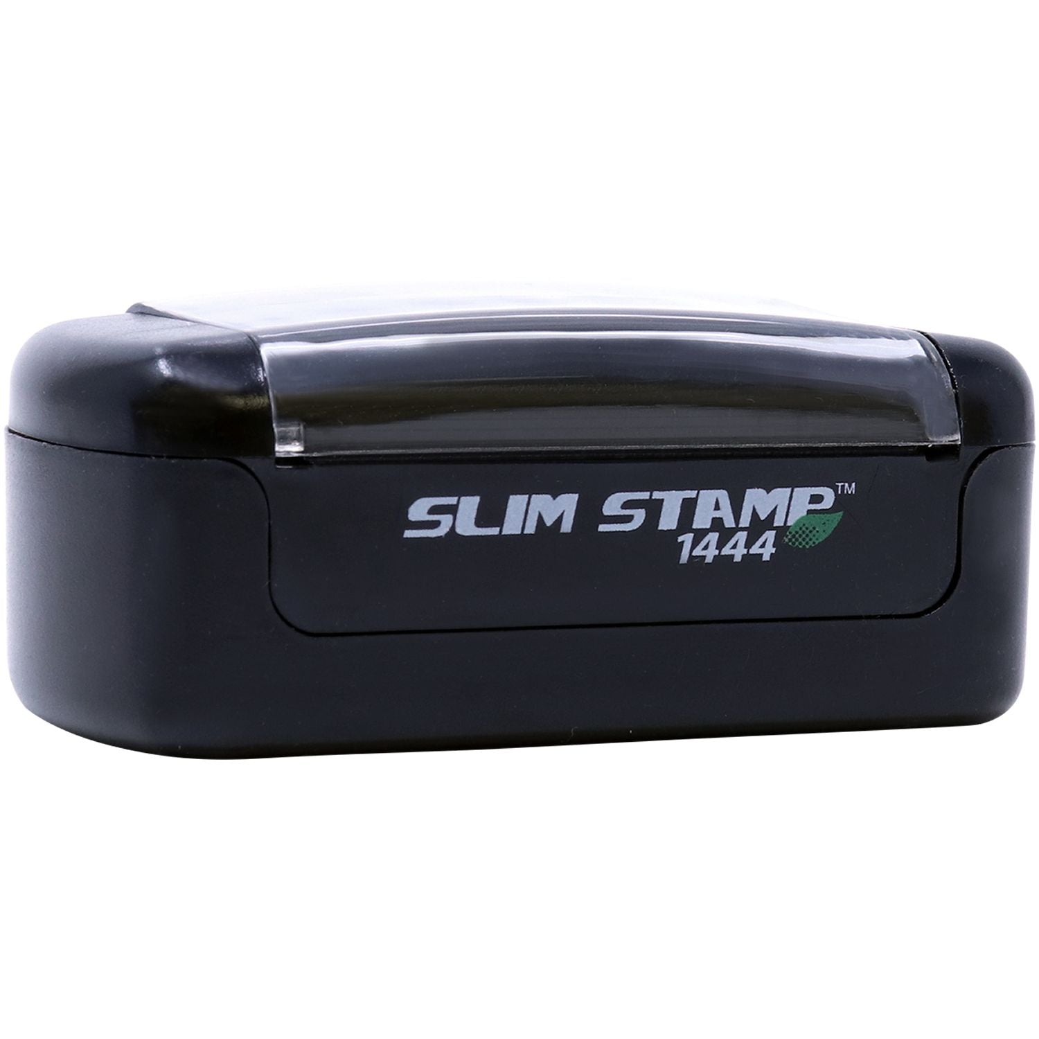 Black Slim Stamp 1444 self-inking rubber stamp with compact portable design