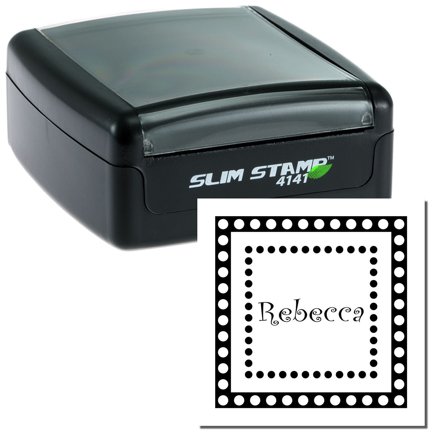 Slim STAMP 4141 branding stamp featuring the name Rebeca, used for personalized labeling and crafts.