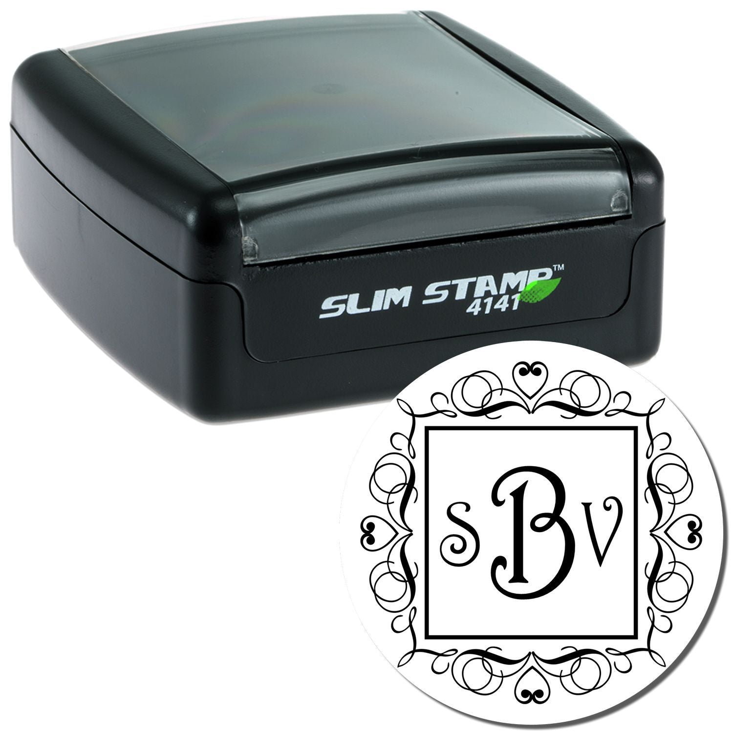 Slim STAMP 4141 compact ink stamp case with Slim Stamp 4141 branding, ideal for scrapbooking and small business labeling projects