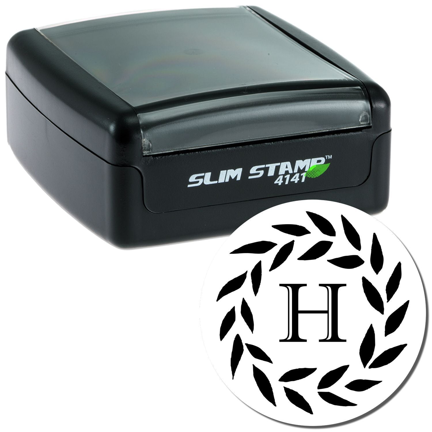 Slim STAMP 4141 self-inking seal stamp for business branding, shipping labels, returns, and document marking.