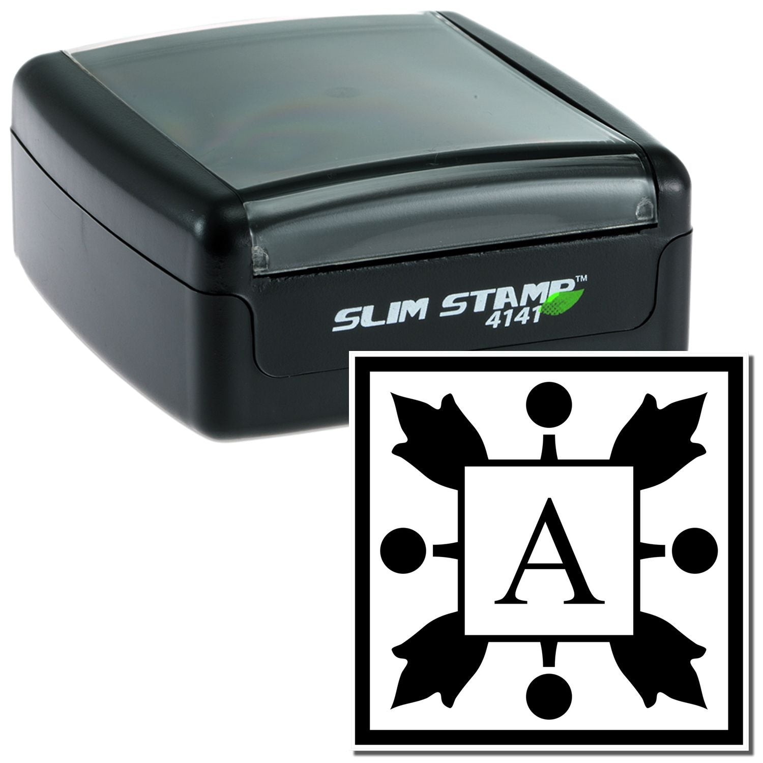 Self-inking Slim Stamp 4141 custom initial A rubber stamp for personalized branding, office marking, and business use