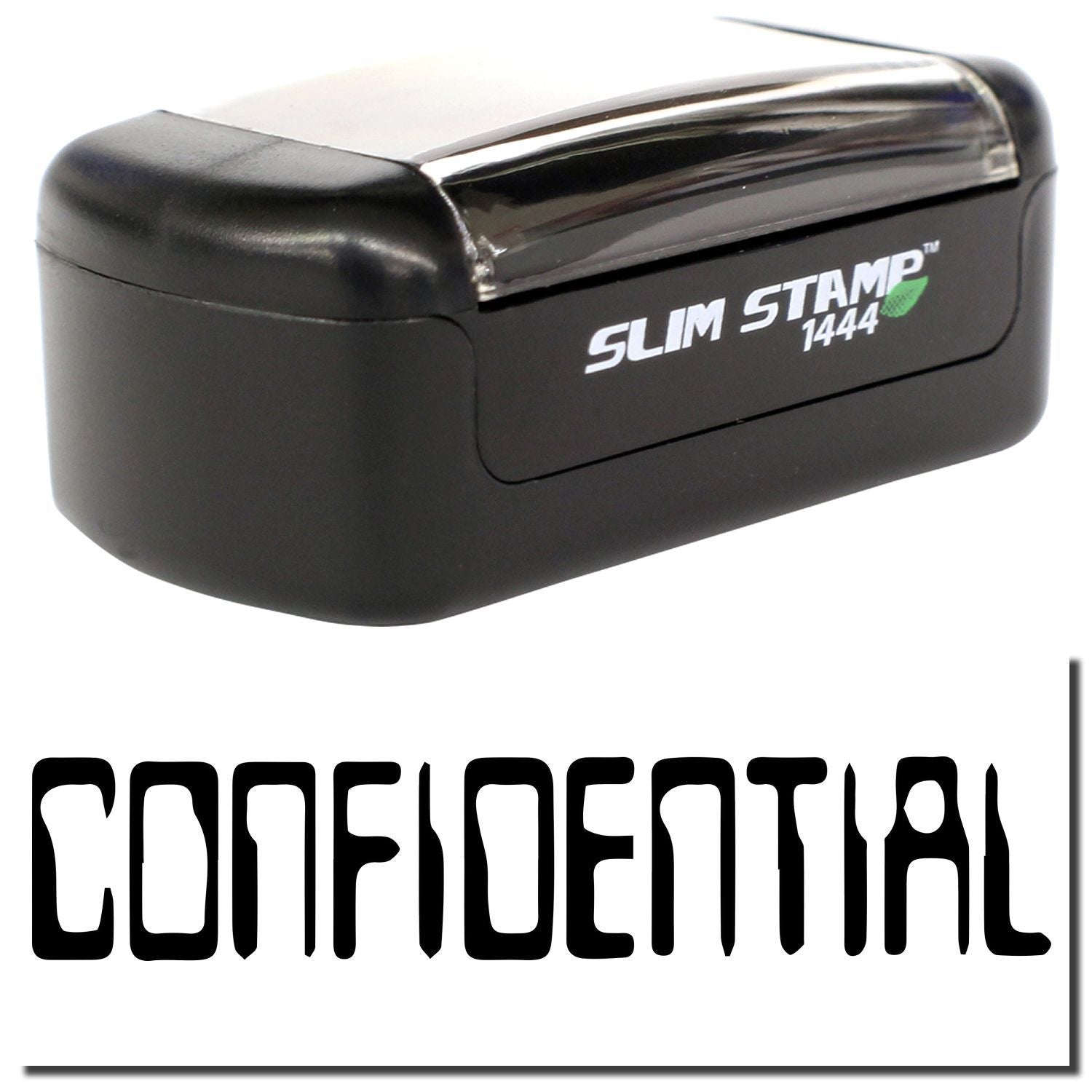 Black Slim Stamp 1444 confidential self-inking document stamp for office use