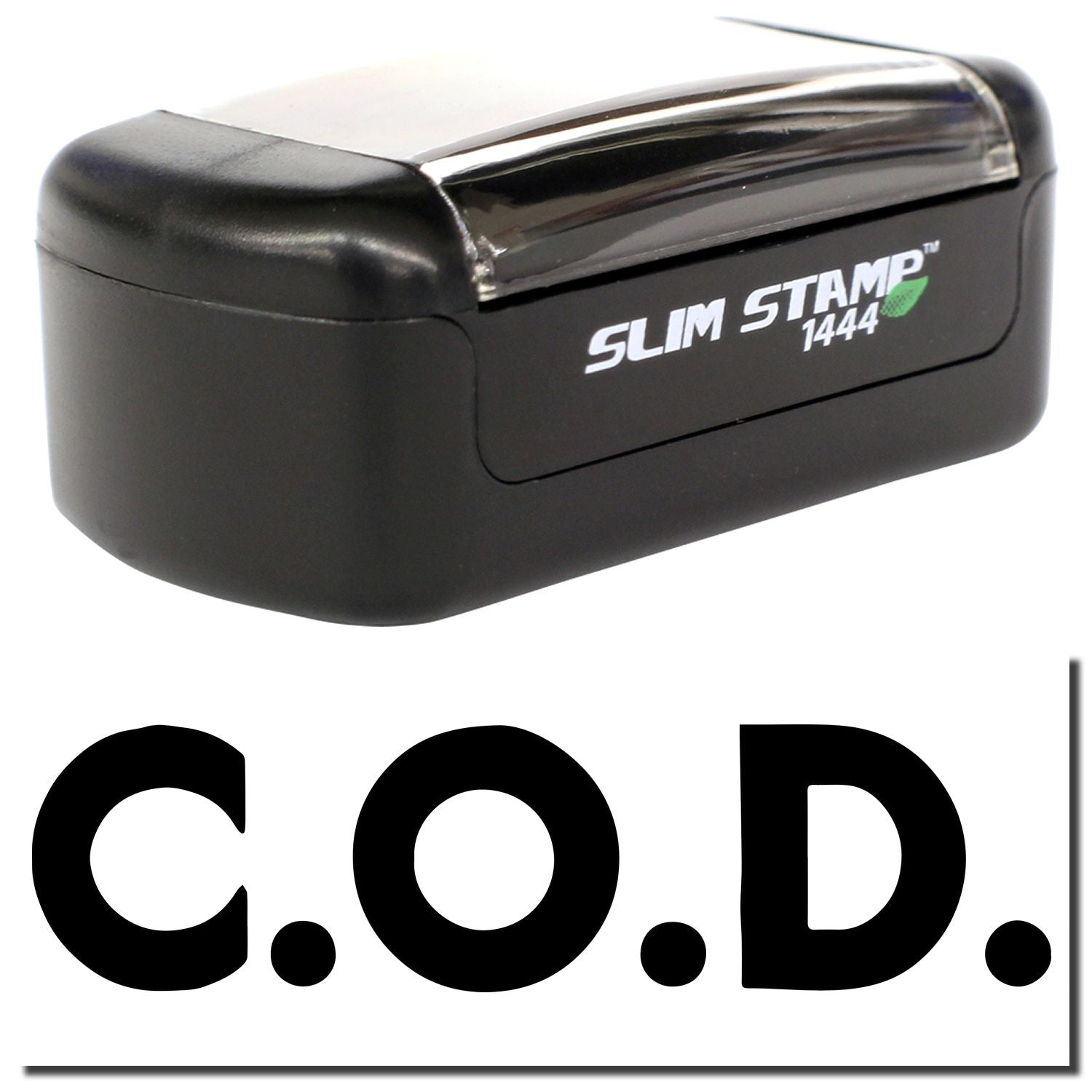 Black Slim Stamp 1444 C.O.D. self-inking pocket stamp for cash on delivery marking.