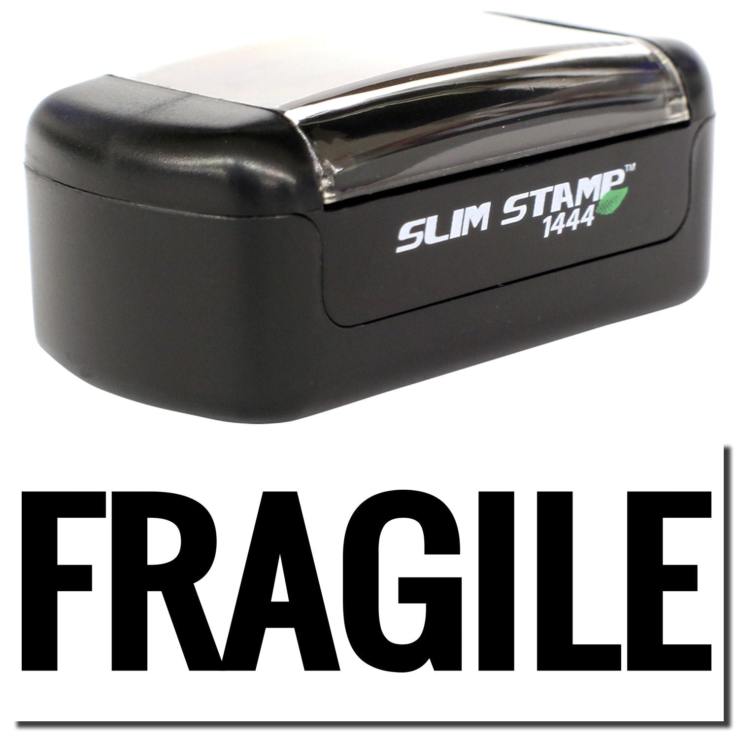 Black Slim Stamp 1444 FRAGILE self-inking stamp for packaging and shipping labels