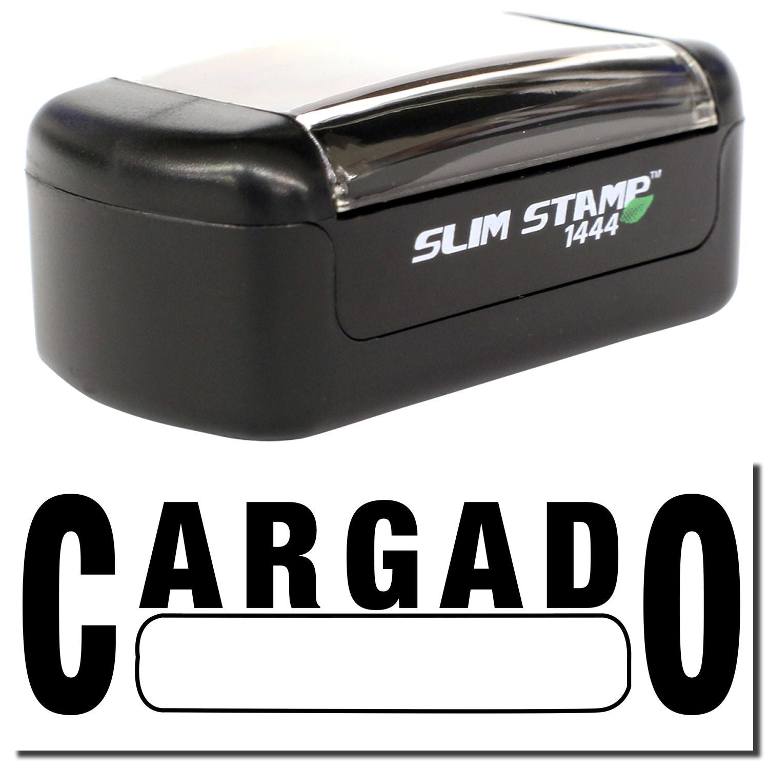 Black Slim Stamp 1444 cargo branding stamp with CARGADO logo on white background.